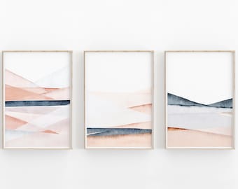 Aquarel print set van 3, instant kunst, aquarel abstract, moderne minimalistische poster, afdrukbare wand decor, aquarel kunst, abstracte kunst