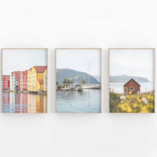 Norway Set of 3, Travel Art Print, Norway Art Print, Modern Minimalist, Printable Wall Decor, Norway Nature Art Print, Norway Travel Print