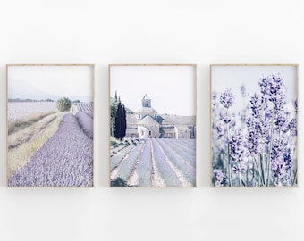 France Provence Set of 3 Gallery, France City Print, Cityscape Wall Art, Travel Art Print, City View Art Square, France Wall Art, Lavender
