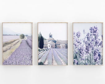 Provence Lavender Field Print Set: France Travel Art (Digital Download)