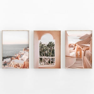Greece Print Set of 3, Travel Art Print, Greece City Art Print, Modern Minimalist, Printable Wall Decor, Greece Santorini Print, City Square