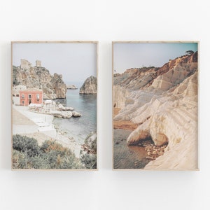Sicily Italy Set of 2, Italy City Art , Italy Wall Art Print, Modern Minimalist Poster, City Photography, Sicily Home Decor, Italy Beach