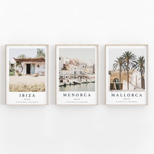 Spain Poster Gallery Wall Set of 3, Travel Art Print, Boho Wall Art Print, Aesthetic Poster, Office Wall Art, Mallorca Photography, Minorca