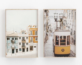Printset Lissabon en Faro, Portugal: minimalistische stadsfotografie (digitale download)