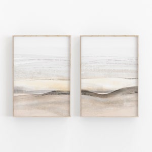Abstract Watercolor Art Prints Set: Neutral Landscape (Digital Download)