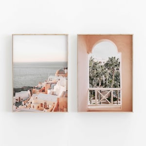 Greece City Set of 2, Instant Art,Santorini Greece Wall Art Print, Modern Minimalist Poster, City Photography, Home Decor Greece Santorini