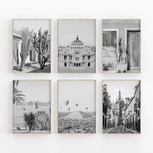 Mexico Print Set of 6, Travel Art Print, Black And White Mexico, Digital Print, Photography Print, Mexico Wall Art, Gallery Wall Art Print
