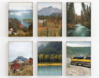 Alaska Landscape Photo Print Set: Mountain, Forest, Train (Digital Download)