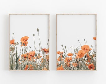 Poppy Print Set of 2, Instant Art, Flowers Print, Modern Minimalist Poster, Printable Wall Decor, Photography, Nature Photography, Poster