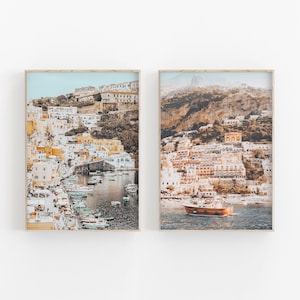 Italy Set of 2, Italy City Art , Italy Wall Art Print, Positano Italy Poster, City Photography, Italy Beach Summer, Italy Boat, Sea Beach