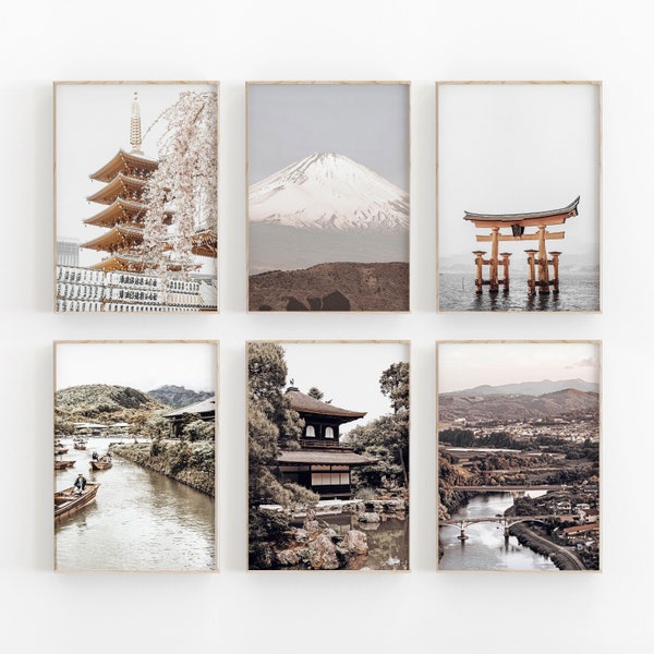 Japan City Set of 6, Japan Photo Print, Wall Art Set, Wall Art Home Decor Print, Travel Art Print, Gallery Wall Print, Japan Fuji Volcano