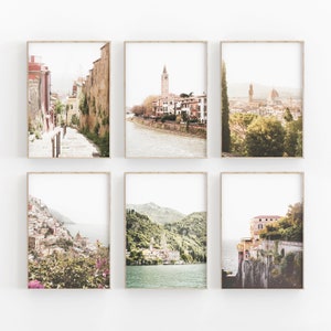Italy Cityscape Photo Prints, Set of 6: Rome, Como, Naples (Digital Download)