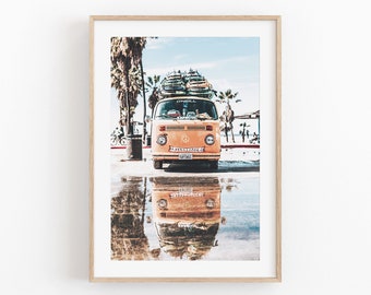 VW Camper Surf Print: Modern Travel Photography Poster (Instant Download)