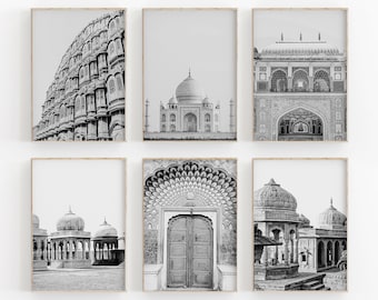 India Cityscape Print Set: Black and White Travel Art (Digital Download)