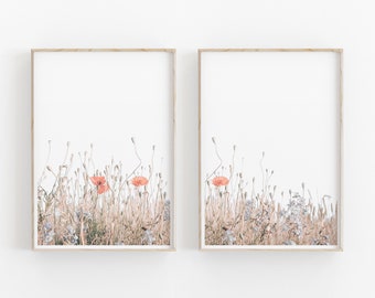 Poppy Print Set of 2, Instant Art, INSTANT DOWNLOAD, Affiche minimaliste moderne, Décor mur de fleurs, Photographie, Poppy Art Print, Poppy Art