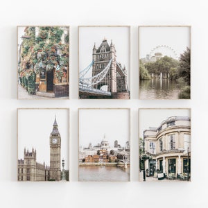 London City Set of 6, Gallery Wall Print, Travel Art Print, England Wall Art, Travel Gift Poster, London Big Ben, Notting Hill Wall