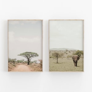Afrika Kunstdruck 2er Set, Fotografie, Instant Art, SOFORT DOWNLOAD, Fotografie Kunst, Modernes Minimalistisches Poster, Elefant Wanddekoration