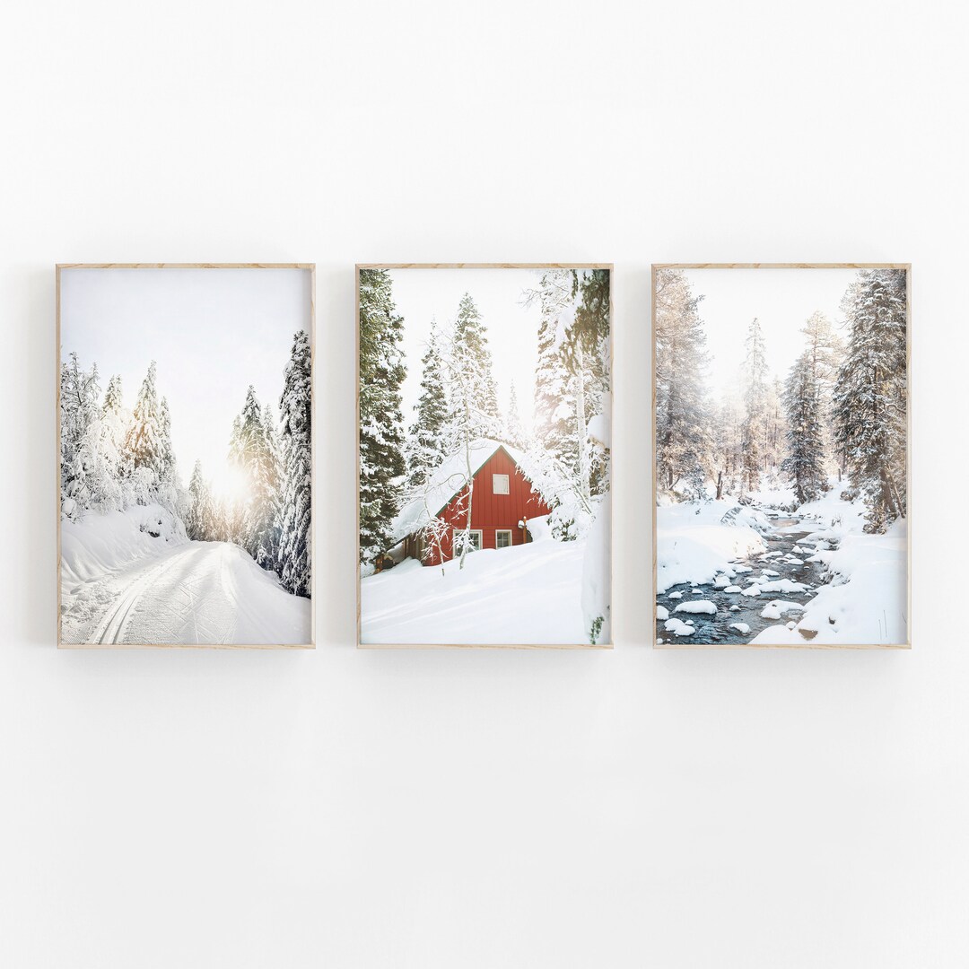 Winter Wonderland Photography Print Set: Snowy Forest Landscape ...