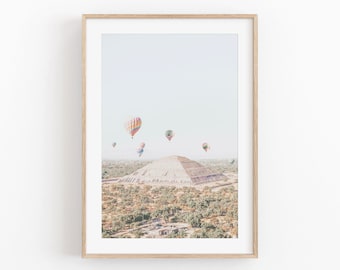 Mexico Print, Instant Art, Air Balloon Photo Poster, Modern Minimalist Poster, Printable Wall Decor, Mexico Art Print, Desert Print, Boho