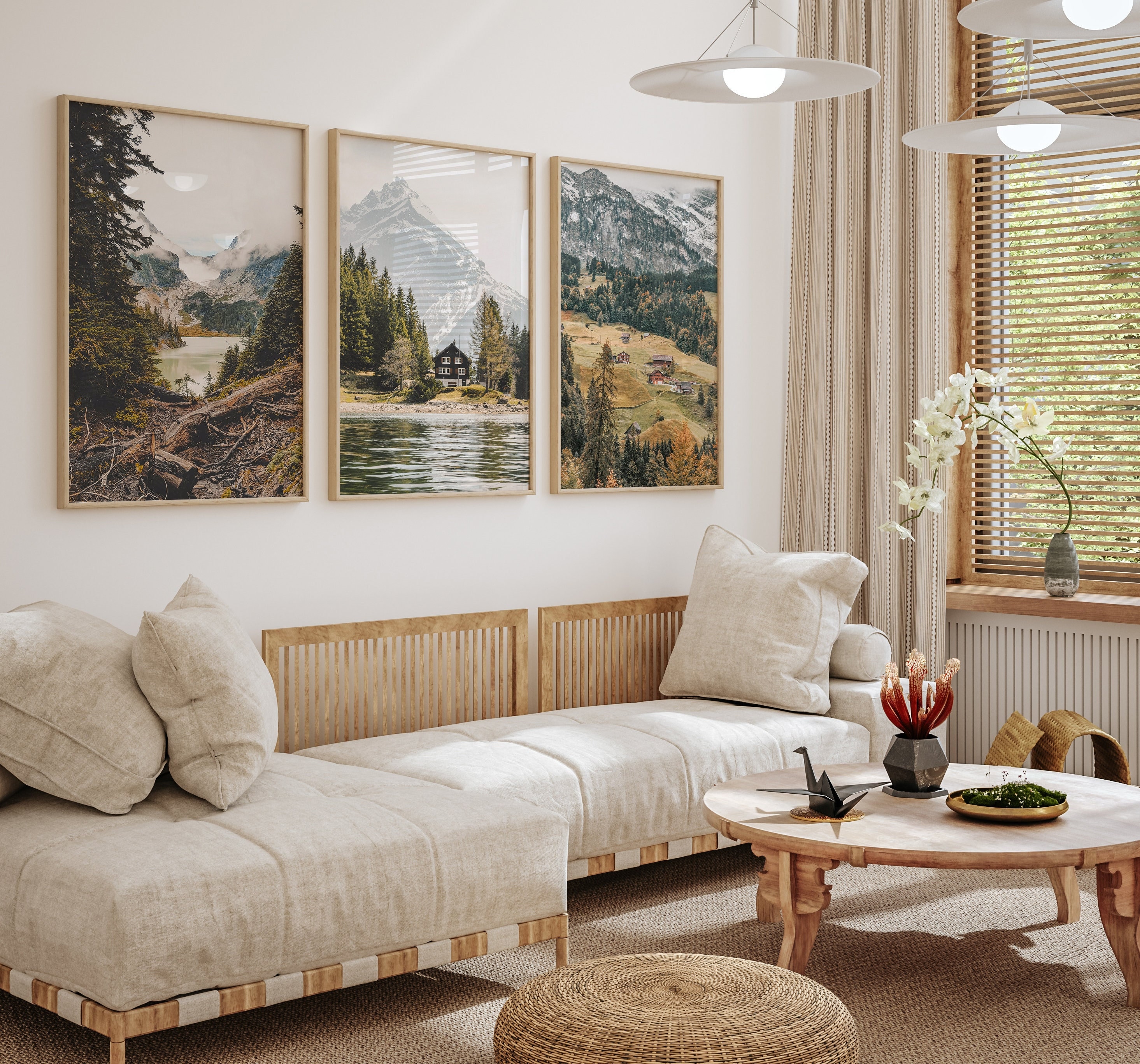 Mountain Print Set of 3: Rustic Pine Tree Wall Decor (digital Download ...
