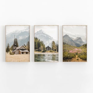 Mountain Print Set of 3, Nature Photography, Printable Art, Mountain Forest Wall Decor, Gallery Wall Set, Pine Trees, Rustic Wall Decor