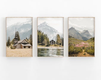 Mountain Photography Print Set: Rustic Pine Forest Wall Art (Digital Download)