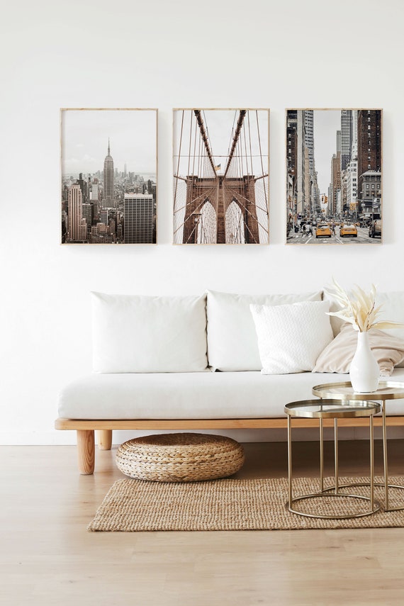 Travel wall art New York Copper Print Trio Real copper poster NYC quotes 