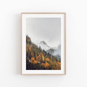 Rustic Mountain Forest Print , Instant Art, Home Decor Print, Living Room Decor Art, Fog Tree Art Print, Forest Wall Art Print, Nature Print