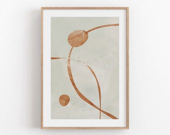 Abstract Line Art Print: Beige Boho Scandinavian Home Decor (Digital Download)