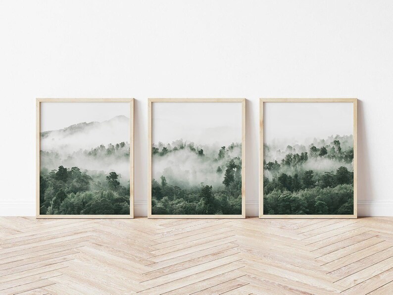 Nature Print Set of 3 Instant Art Nature Landscape Modern Etsy