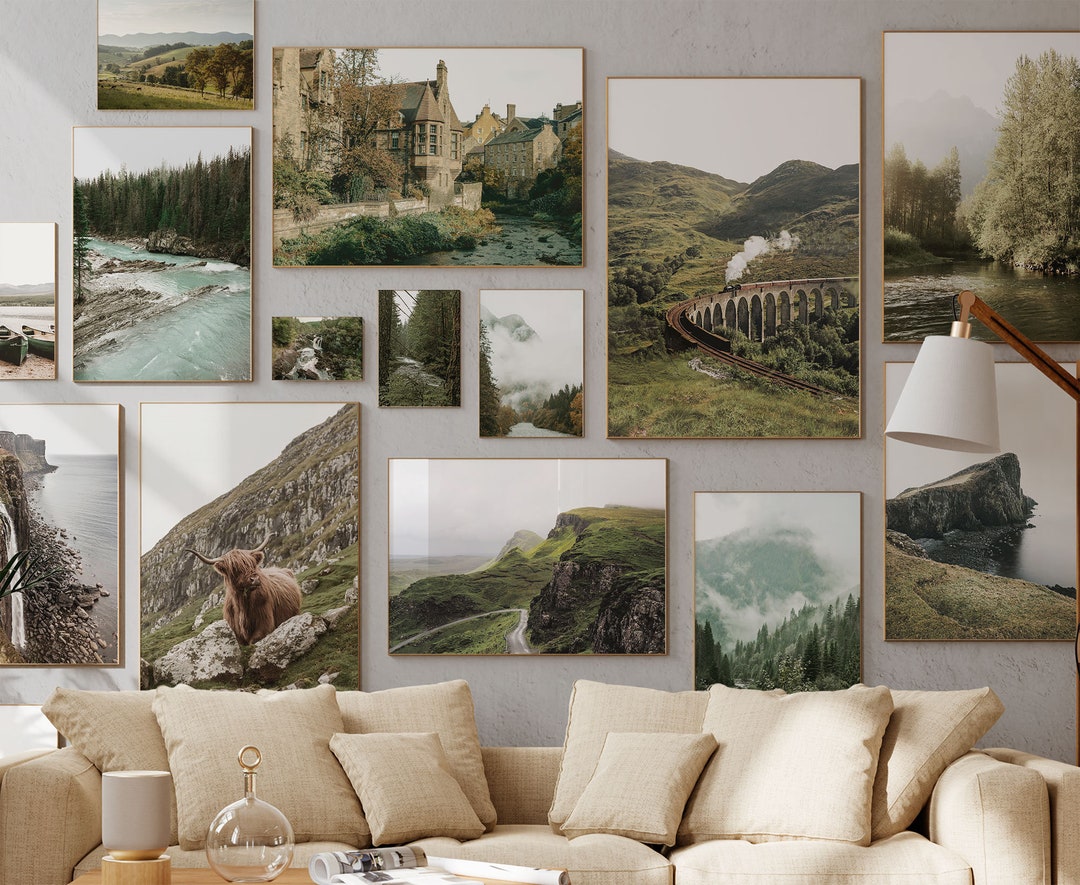 Nature Gallery Wall Set of 14, Nature Wall Art, Botanical Art Print, Scotland Wall Art, Travel