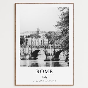 Rome Italy Print, Cityscape Wall Art, Black And White Print, City View Art Square, Photo Poster, Italy Living Room Decor, Rome Italy Poster