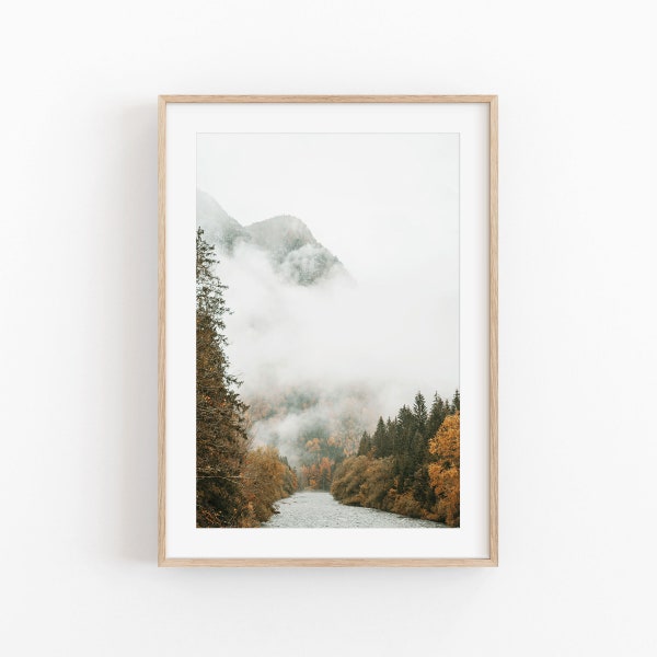 Nature Print, Instant Art, Home Decor, Living Room Decor, Fog Tree Art Print, Forest Wall Art, Nature Art Print, Nature Forest Wall Art