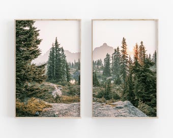 自然写真プリント、2枚セット、山、風景、壁アート、室内装飾、即時