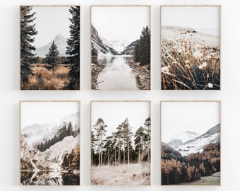 Natur Print Set von 6, Wald Print Set, Wald Fotografie Set, modernes minimalistisches Poster, druckbare Wand Dekor, Blumen Art Print