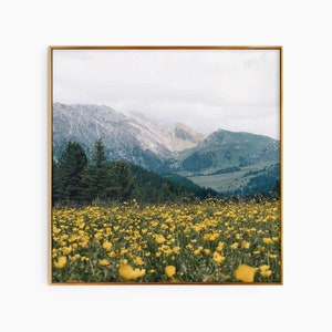 Mountain Flowers Print Square Photography, Instant Art, Mountain Wall Art, Photography Art, Minimalist Poster, Printable Wall Decor
