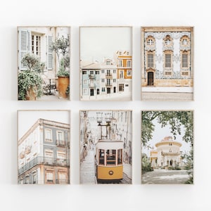 Conjunto de arte de Portugal de 6, impresión de Portugal, conjunto de pared de galería, impresión de arte de decoración del hogar, impresión neutral, conjunto de arte de pared, cartel de viaje europeo,