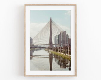 Brazil City Print, Home Wall Art, São Paulo Bridge Print, City View Print, Art Square, Affiche photo, Brazil Photography, Brazil Wall Art