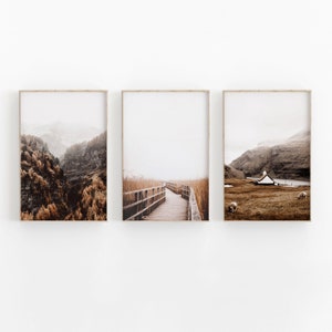 Mountain Print Set of 3, Nature Photography, Printable Art, Mountain Forest Wall Decor, Gallery Wall Set, Pine Trees, Rustic Wall Decor