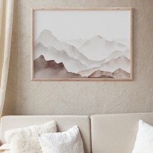 Aquarelle Beige Art Print, Instant Art, Impression de paysage, Affiche minimaliste moderne, Décor mural imprimable, Aquarelle Impression dart horizontale image 2