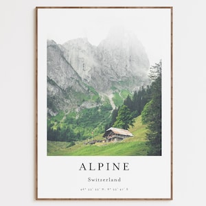 Switzerland Print, Instant Art, Home Decor, Living Room Decor, Fog Tree Art Print, Forest Wall Art, Nature Art Print, Nature Forest Wall Art