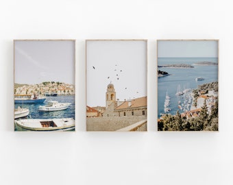 Croatie Coast Set Of 3 Print, Dubrovnik Beach, Croatie Wall Art, Dubrovnik Photography, Coastal Wall Art, Impression téléchargeable