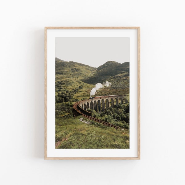 Scotland Print, Instant Art, Nature Home Decor, Scotland Train, Flowers Art Print, Travel Art Print, Botanical Art Print, Mountain Wall Art