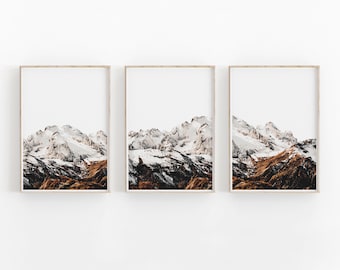 Ensemble d'impression de montagne de 3, ensemble de mur de galerie, TÉLÉCHARGEMENT INSTANTANÉ, affiche minimaliste moderne, décor mural imprimable, photographie, impression de montagne