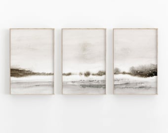Aquarel landschapsprint set van 3: abstracte fotowand (digitale download)