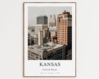 Impressão artística de Kansas City: decoração de parede em estilo vintage (download digital)