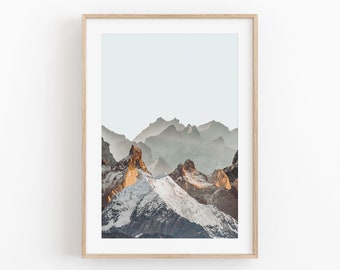 Impression de montagne, Art instantané, Art mural de montagne, Affiche minimaliste moderne, Décoration murale imprimable, Photographie de nature, Art de montagne