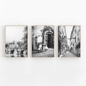 Rome City Print Set of 3, Travel Art Print, Italy Art Print, Modern Minimalist, Printable Wall Decor, Italy Black And White Photography