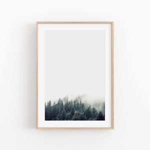 Pine Forest Print, Instant Art, INSTANT DOWNLOAD, Modern Minimalist Poster, Printable Wall Decor, Foggy Forest Nordic, Photography, Misty