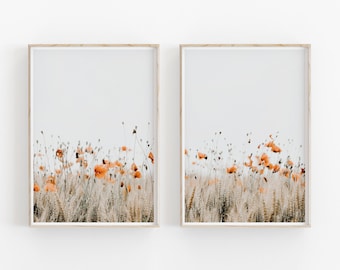 Poppy Print Set of 2, Instant Art, INSTANT DOWNLOAD, Modern Minimalist Poster, Printable Wall Decor, Photography, Nature Photography, Poster